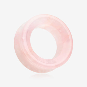 A Pair Of Pink Rose Quartz Stone Double Flared Eyelet Plug
